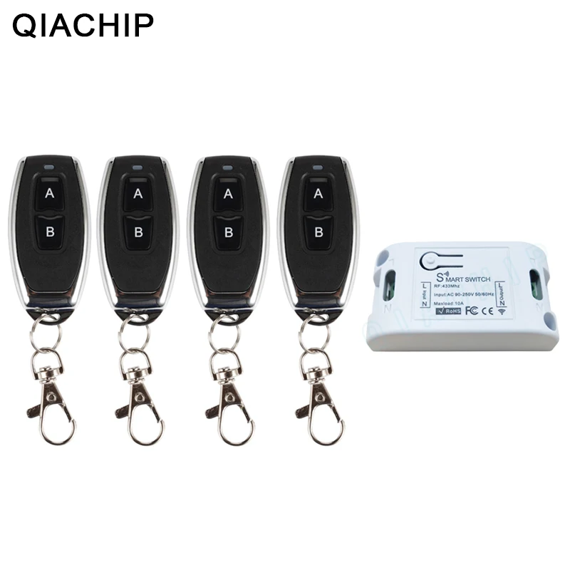 

QIACHIP 433Mhz 220V 1CH Wireless Remote Control Switches Relay Receiver Module Remote Controller Light Lamp RF Transmitter