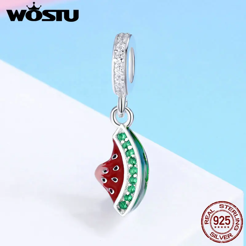 WOSTU популярное серебро 925 пробы Ослепительная подвеска в виде арбуза с фианитами