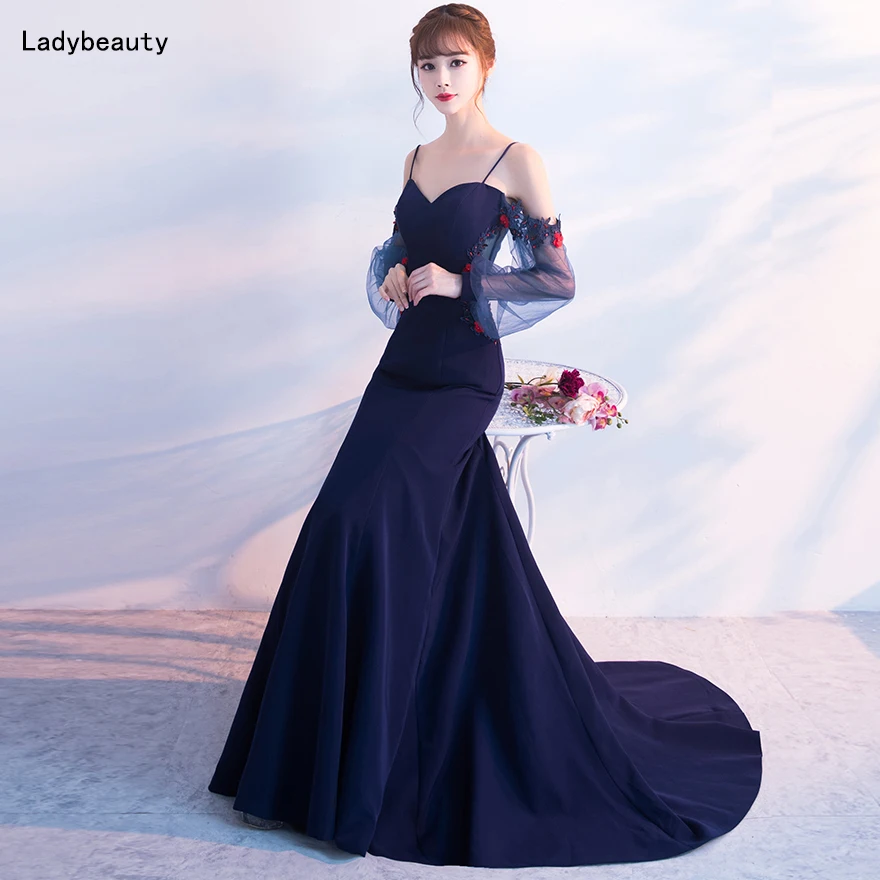 Женское вечернее платье с юбкой годе Ladybeauty Красное длинное аппликацией из бисера