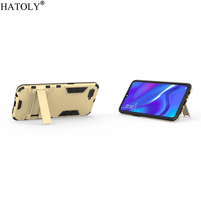 Чехол для OPPO K1 резиновый армированный чехол бампер с роботом жесткая задняя