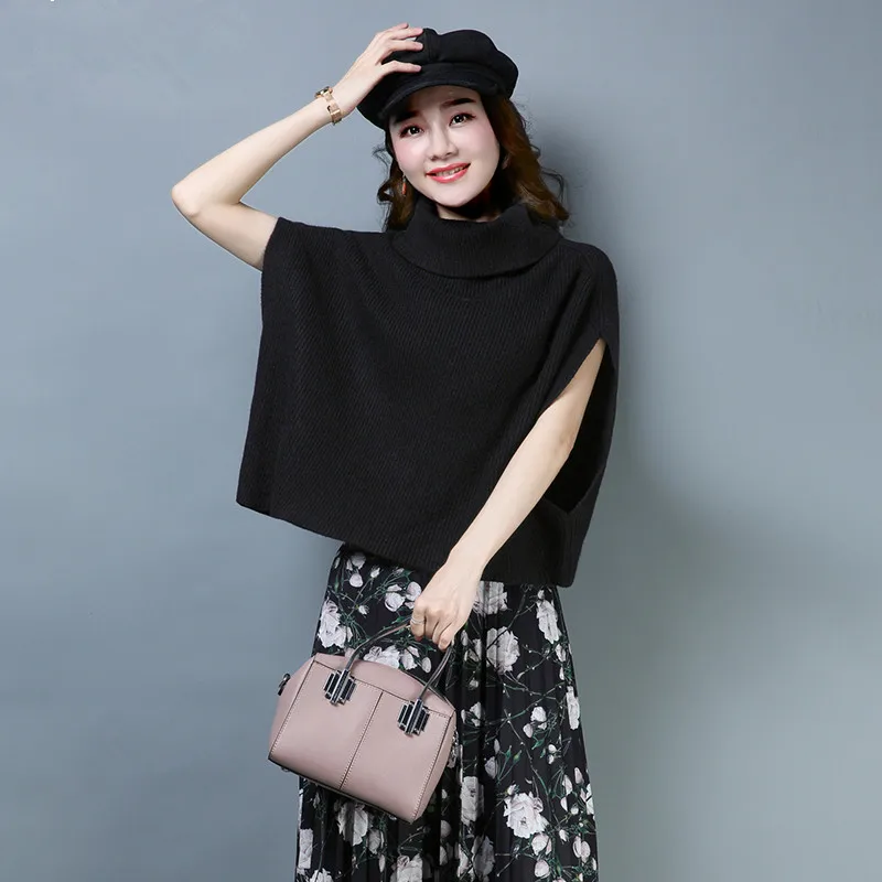 2020 New short-sleeved large size loose bottoming sweater high collar Korean version of the thick shirt women's clothing | Женская