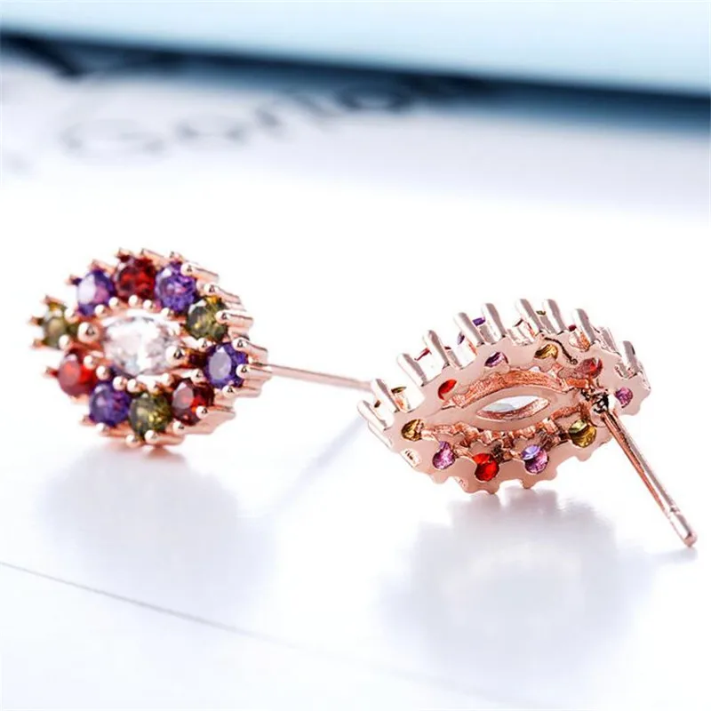 Новый стиль золото красочный кристалл ААА Циркон Серьги-гвоздики универсальные