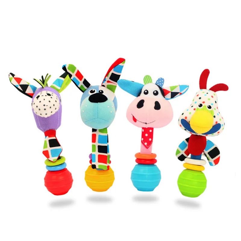 Милые плюшевые животные ручной колокольчики детские игрушки мягкие погремушки