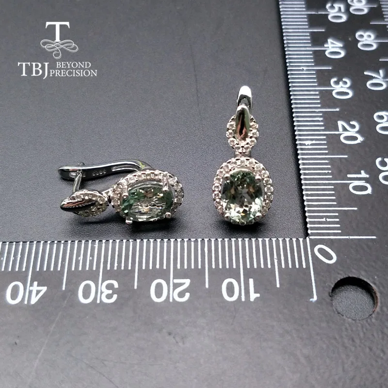 Женские турмалиновые серьги TBJ из серебра 925 пробы с натуральным драгоценным