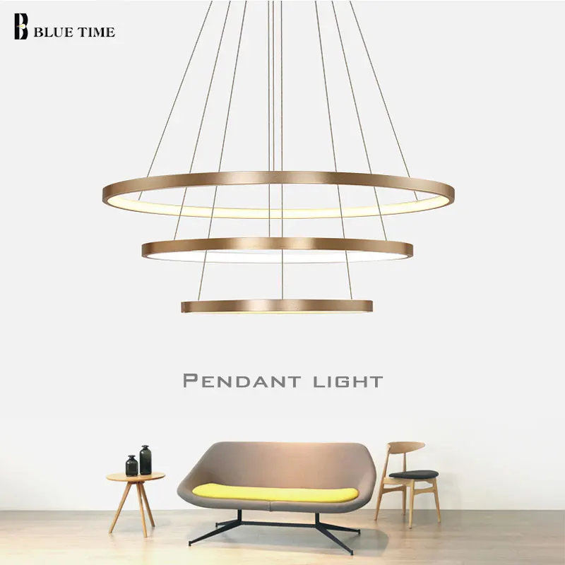 Новые современные 3 круга кольца LED простые подвесные светильники для гостиной