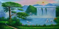 hand painted oil painting on canvaschinese style landscape canvas painting welcoming pine wall art picture for home decoration