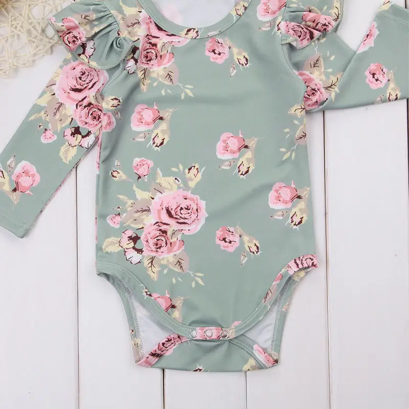 Pudcoco 0-18M Newborn Baby Girl Floral Flying Sleeve Kids Bodysuit Jumpsuit Outfits Cute Sunsuit Clothes 2017 | Детская одежда и