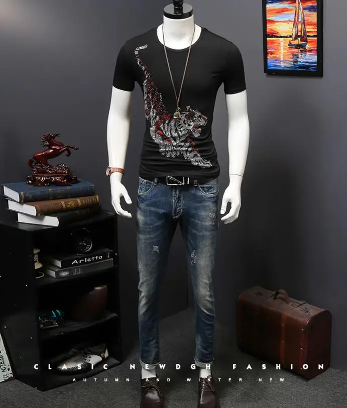 Мужские хлопковые повседневные с коротким рукавом и круглым вырезом|men tops|cotton mentop