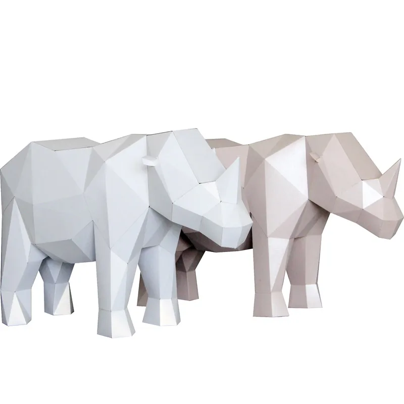 Бумажная модель носорогов супербольшие животные креативная декоративная