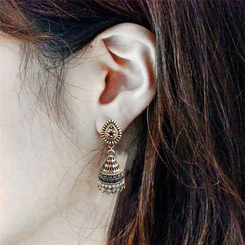 Позолоченные индийские уникальные этнические болливудские серьги Jhumka ювелирные