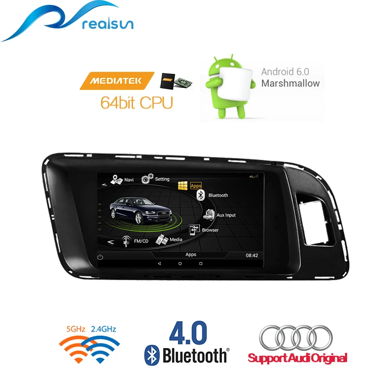 Realsun 7 дюймов Audi A4 B8 A5 S4 S5 Q5 концертный MMI 3G RAM 32G ROM Восьмиядерный Android 0 система 4G сеть