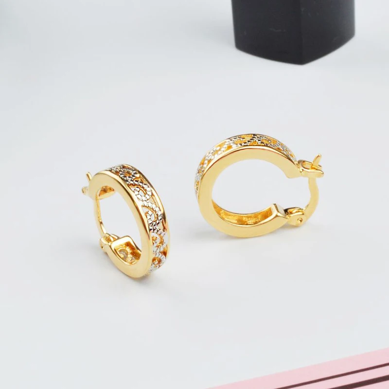 Earring Трендовые желтые золотистые серьги-кольца для женщин, роскошные ювелирные изделия, полые кристаллы, крупная круглая серьга круга Oorbellen L4K950 - Окраска металла: Earring