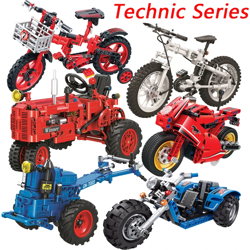 Technic классический трактор мотоцикл создатель модели строительные блоки кирпичи