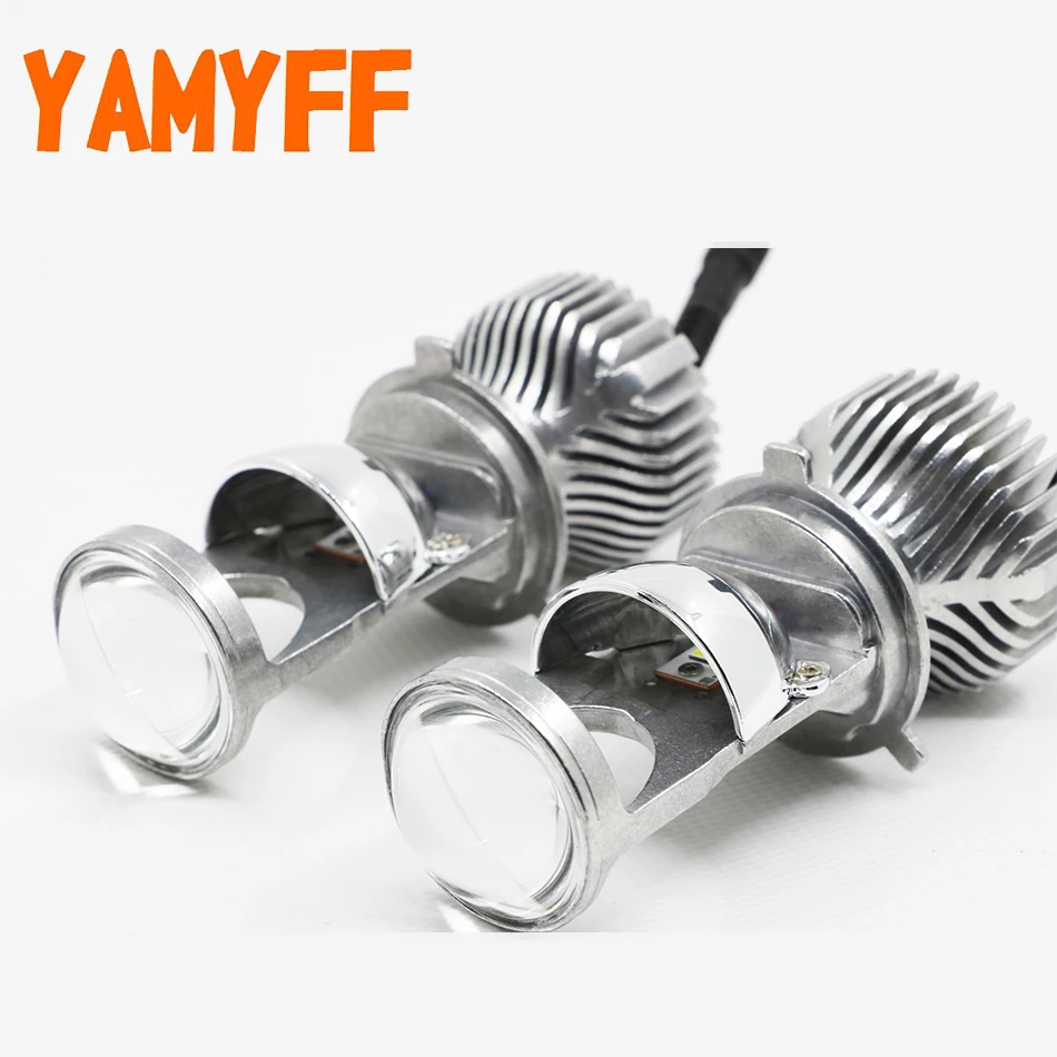 YAMYFF 2 шт. H4 светодиодный мини-проектор Объектив Автомобильный светодиодный светильник Hi/lo Beam12V 5500 к 12 в автомобильный светильник Автомобильный светодиодный комплект для преобразования