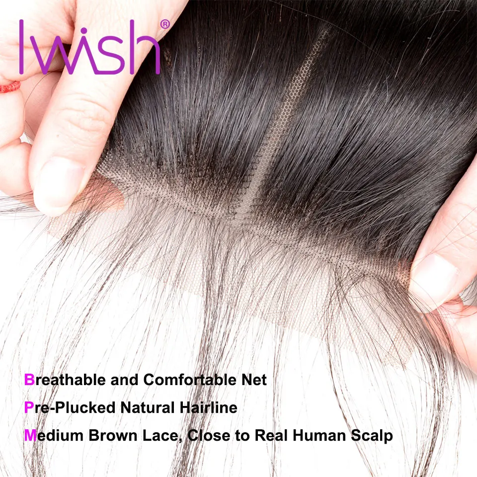 Бесплатная средняя часть перуанские волосы закрытие 4x4 Прямой Топ Кружева