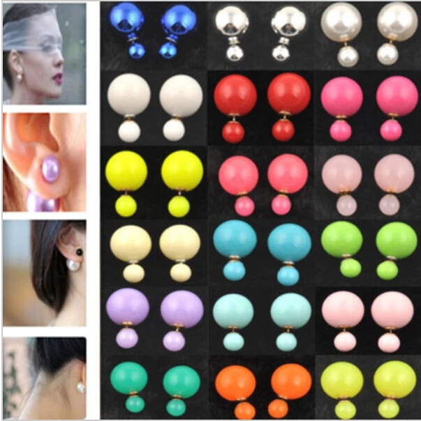 Модные ювелирные серьги лидер продаж круглые гвоздики с двойным жемчугом