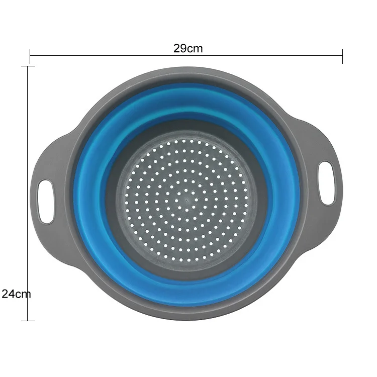 1Pc Blue Large Складной силиконовый дуршлаг для кухни, корзина для мытья фруктов и овощей, сетчатый фильтр, складная корзина, сушилка, кухонный инструмент - Цвет: 1Pc Blue Large