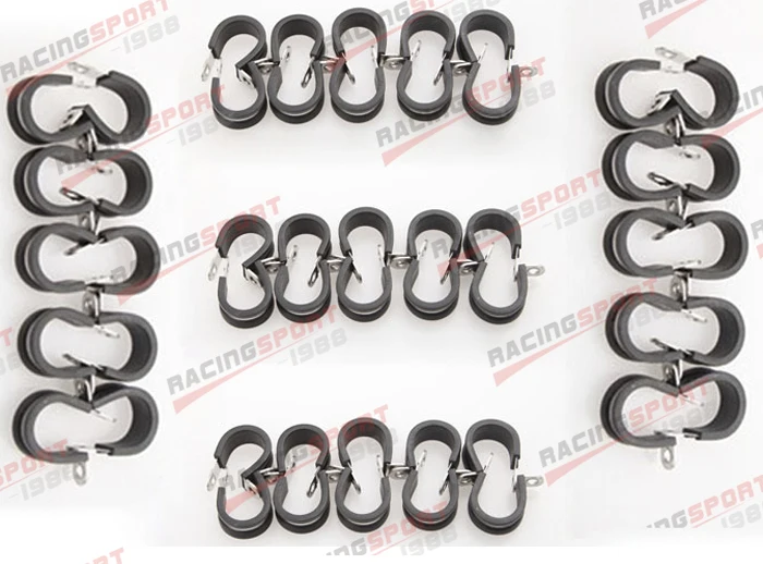 

50PCS Cushioned Hose Mounting Clamp Loop Strap 304 Stainless Steel 2" Black