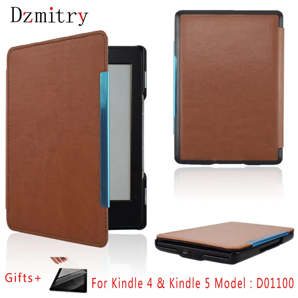 Тонкий из искусственной кожи чехол для Kinlde 4 Kindle 5 Высокое качество электронной