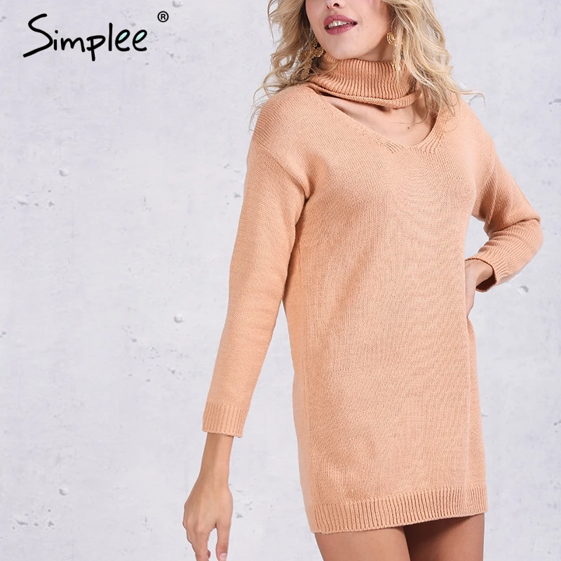 Женский белый свитер Simplee с высоким воротом элегантный пуловер на лямке для осени