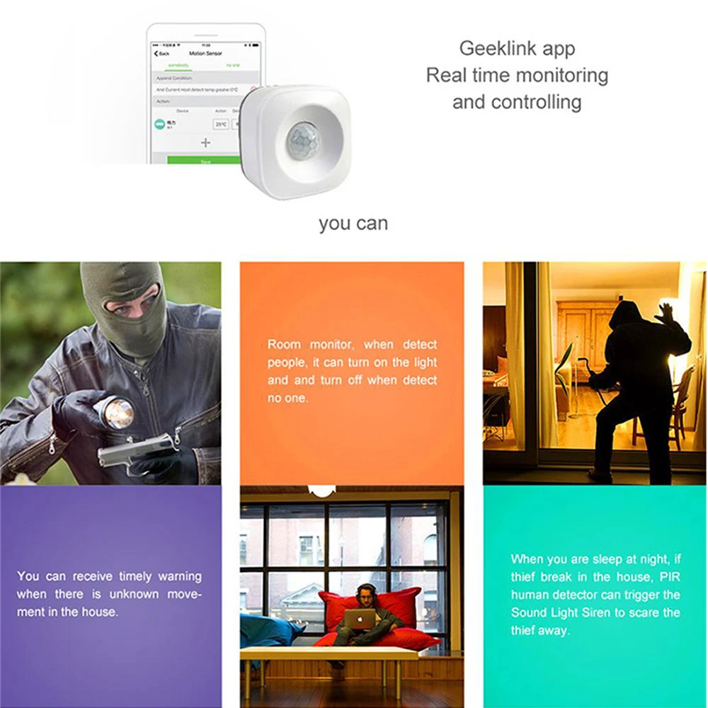 Датчик движения Geeklink с ИК-датчиком работает Alexa Google Home | Электроника
