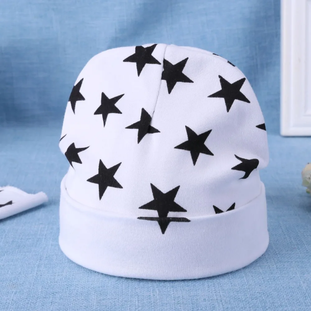 Autumn Winter Spring Cute Stars Print Baby Hat Girls Boys Caps Warm Soft Breathable Cotton Kids Beanie for 0-3T Children Wear | Детская