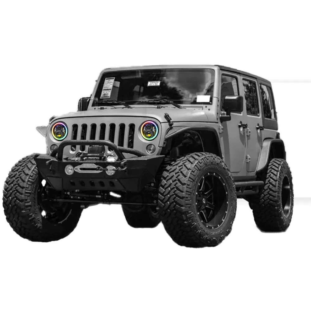 Цветная (RGB) Halo 7 дюймовый светодиодный фар для Wrangler &quotкруглые дневные ходовые