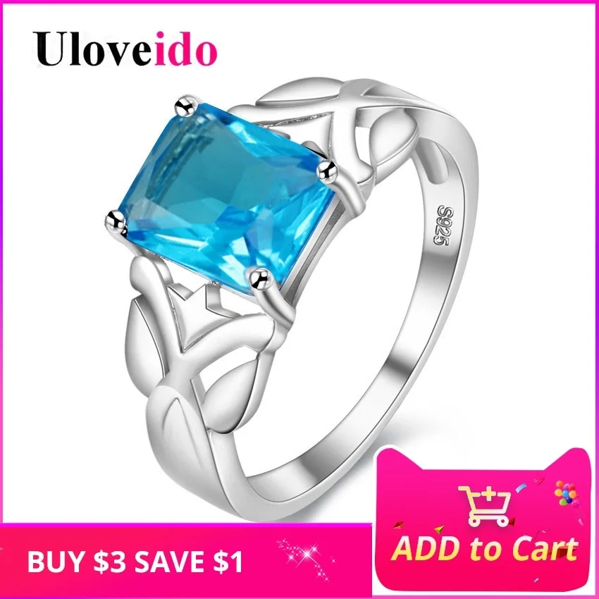 Uloveido бижутерия кольца для женщин Серебряный цвет обручальное кольцо