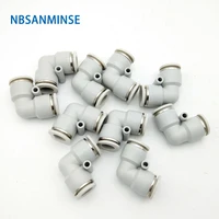 nbsanminse 10pcslot pul 04 06 08 10 12 16mm pneumatic plastic elbow fitting air connector for pu ny tube 10bar pressure