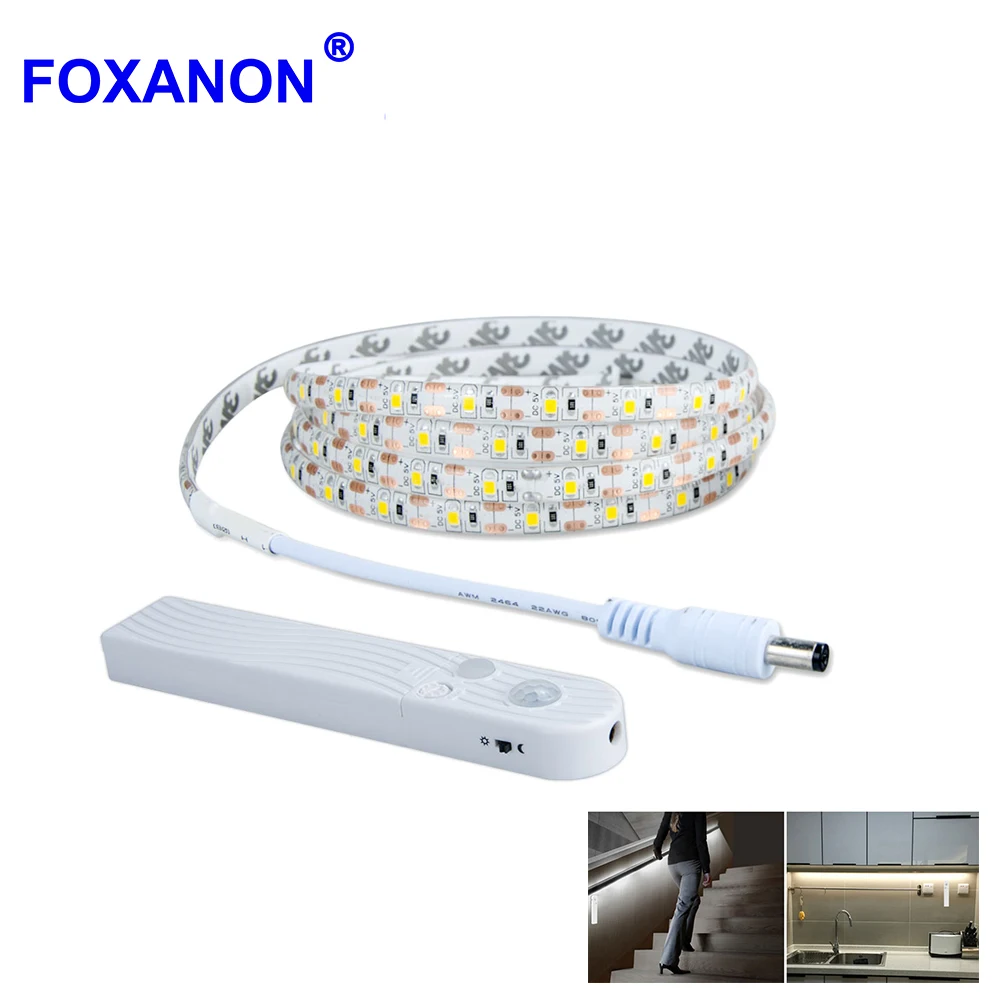 Foxanon ночник беспроводной PIR датчик движения светодиодная лампа 1 м 2 3 USB
