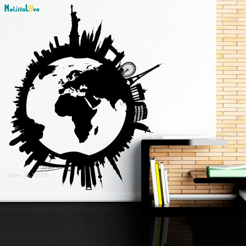 

Настенная Наклейка с изображением глобуса в мире, наклейки с изображением пейзажа, гостиной, спальни, офиса, настенное искусство, украшение для дома YT1295