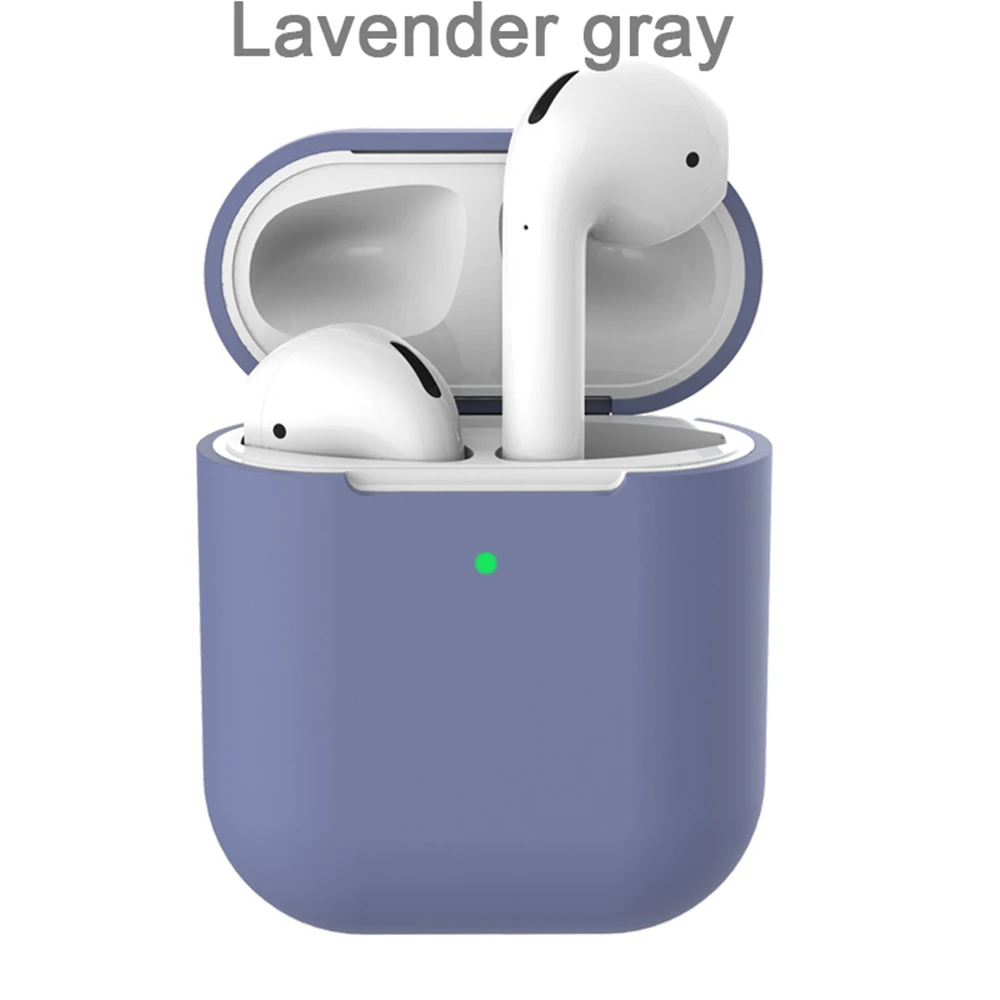 lavender gray 1 шт. мягкий силиконовый чехол из ТПУ для Airpods 2 защитный чехол для кожи пыленепроницаемый против потери тонкий беспроводной чехол для наушников - Цвет: lavender gray