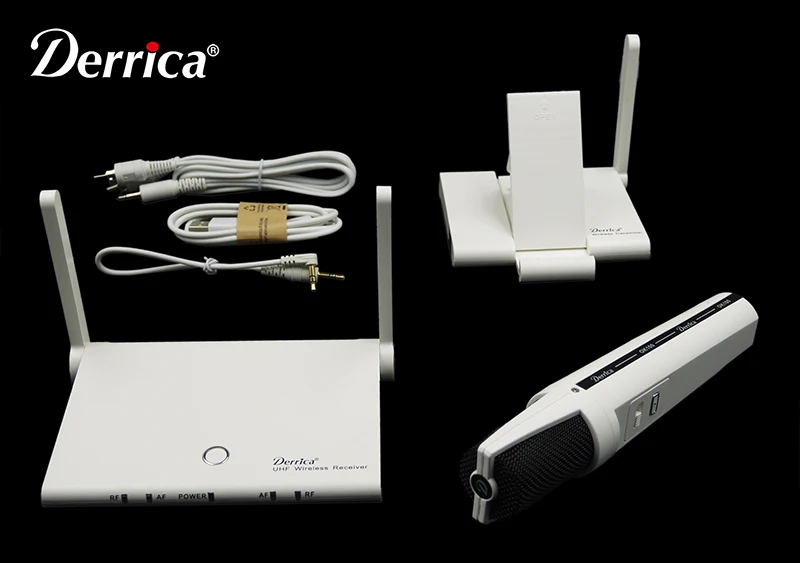 구매 무료 배송! Derrica OK-100 모바일 핸드폰 가라오케 마이크 무선 시스템, 탁상 및 핸드 헬드 듀얼 송신기 포함