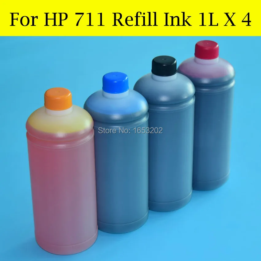 4 цвета/лот HP711 T120 T520 чернильный картридж СНПЧ BK пигмент C/M/Y набор чернил для