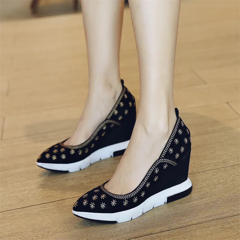 Женские туфли лодочки FEDONAS осенние на высокой танкетке с ремешком