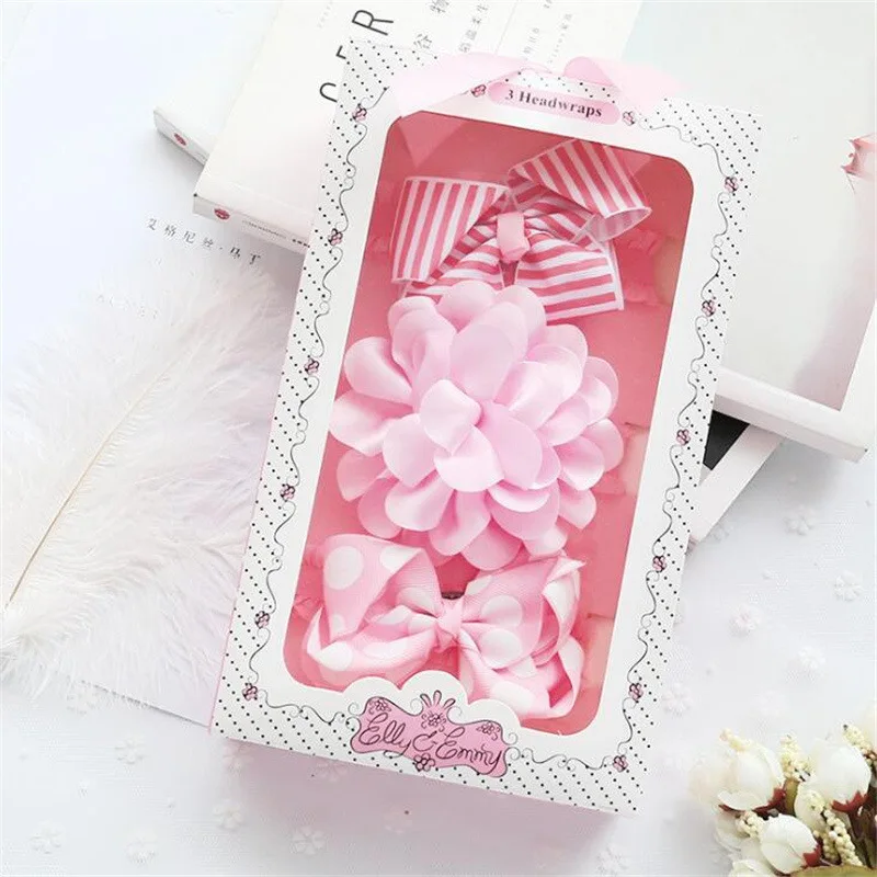 

Ruoshui 3 pcs/set Lovely Children Girls Lace Crown Hair Bow Elastic Headband Hairband Newborn Flower Gift Hair Accessories Set