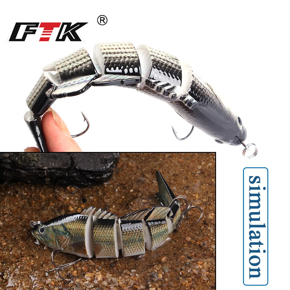 FTK 1pc Fishing Bass Lures Wobblers Swimbait Crankbait Hard Bait Isca Artificial Tackle Lifelike Lure 7 Segment 15cm 40g | Спорт и