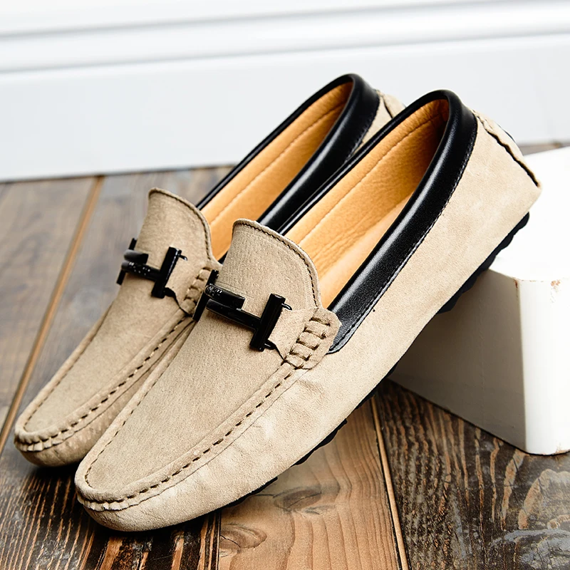 Men Shoes Loafers Casual Slip On Loafer Fur Moccasins Suede Size 6.5-10 Luxury Genuine Leather Driving | Обувь