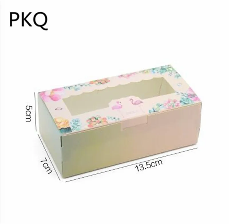 Любовь Фламинго шаблон Кекс картонная коробка с прозрачным ПВХ окном mooncake