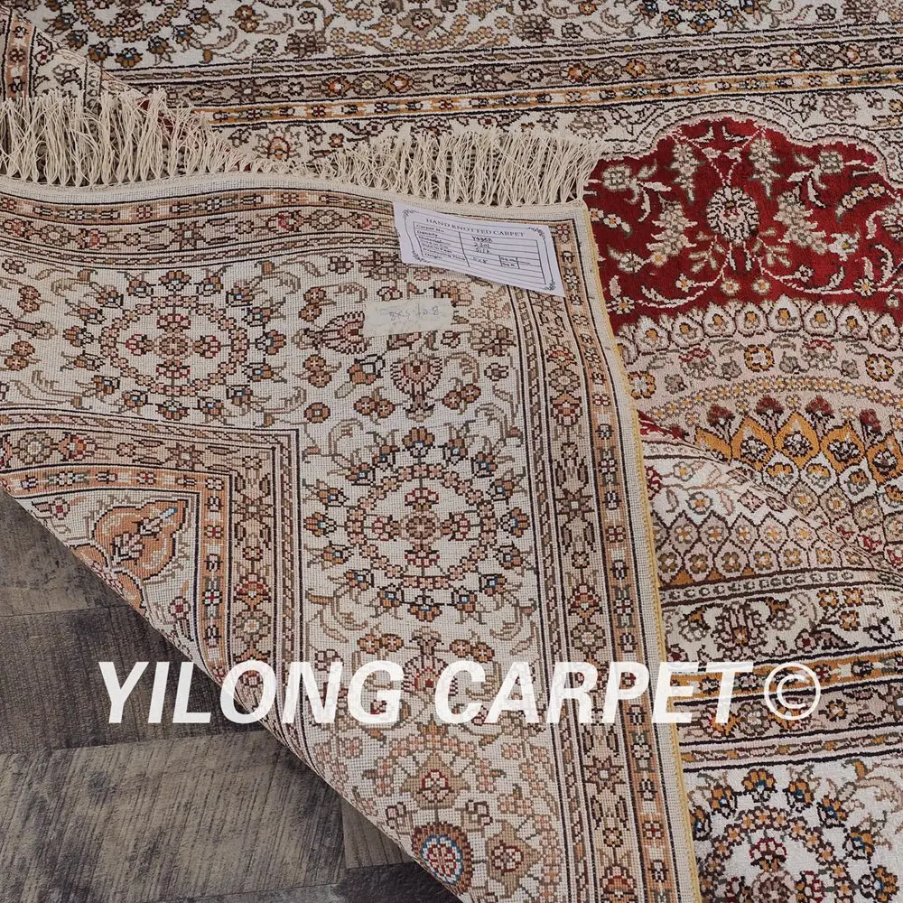 YILONG 5 'x 8' восточные китайские шелковые ковры ручной работы красные узелковые