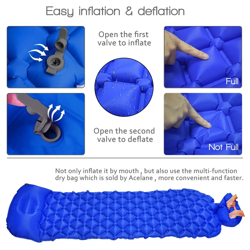 Acelane Сверхлегкий ТПУ коврик для сна водонепроницаемый надувной Надувной Матрас