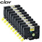 Cidy 10 шт.лот, черная желтая фотография, S621  tz S621, совместимая с p touch, принтер для этикеток brother tz tape
