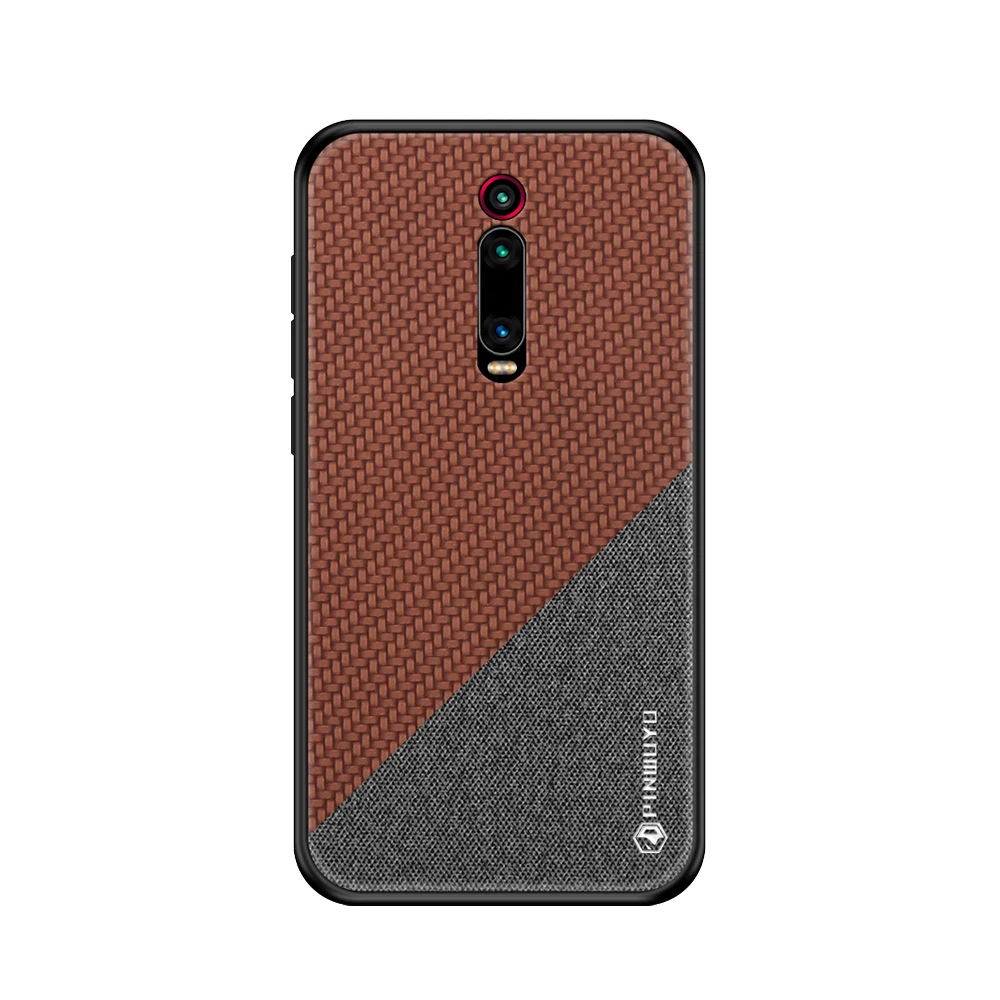 PINWUYO для Xiaomi mi 9 T/mi 9 T Pro Жесткий чехол из поликарбоната+ тканевая задняя крышка Чехлы для Xiaomi mi 9 T Pro полный защитный чехол для телефона - Цвет: Коричневый