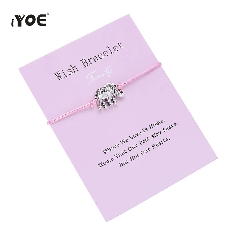 IYOE Wish Card Family браслеты со слоном браслет винтажные красные веревки с животными для