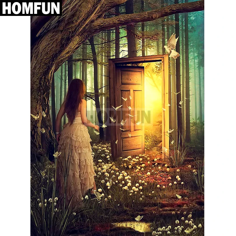 Алмазная живопись HOMFUN A03793 полноразмерная/круглая вышивка Dream Door для творчества