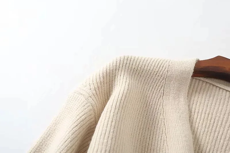 Autumn Winter Women Chic Fleece Cardigan Solid V Neck Knitted Sweaters Warm Casual Coat |