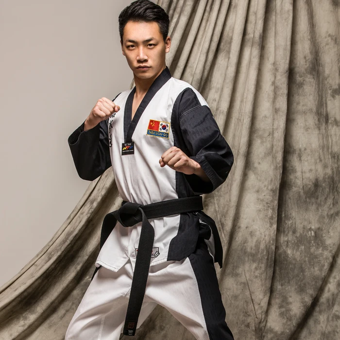 Боевые искусства TKD Tae Kwon Do Korea V образный вырез тхэквондо Dobok для карниза и