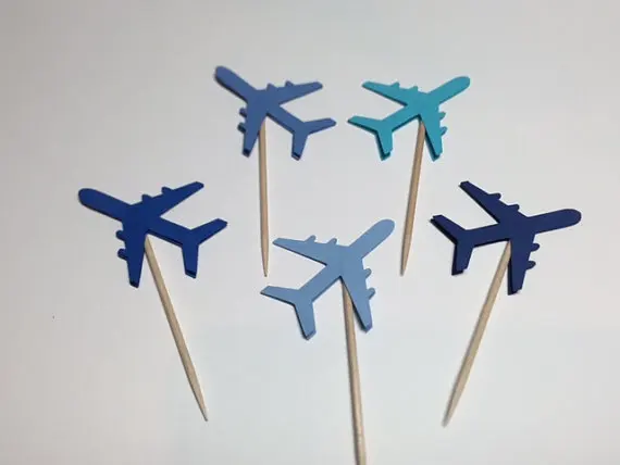 

Airplane Cupcake Toppers wedding birthday baby shower Party food picks