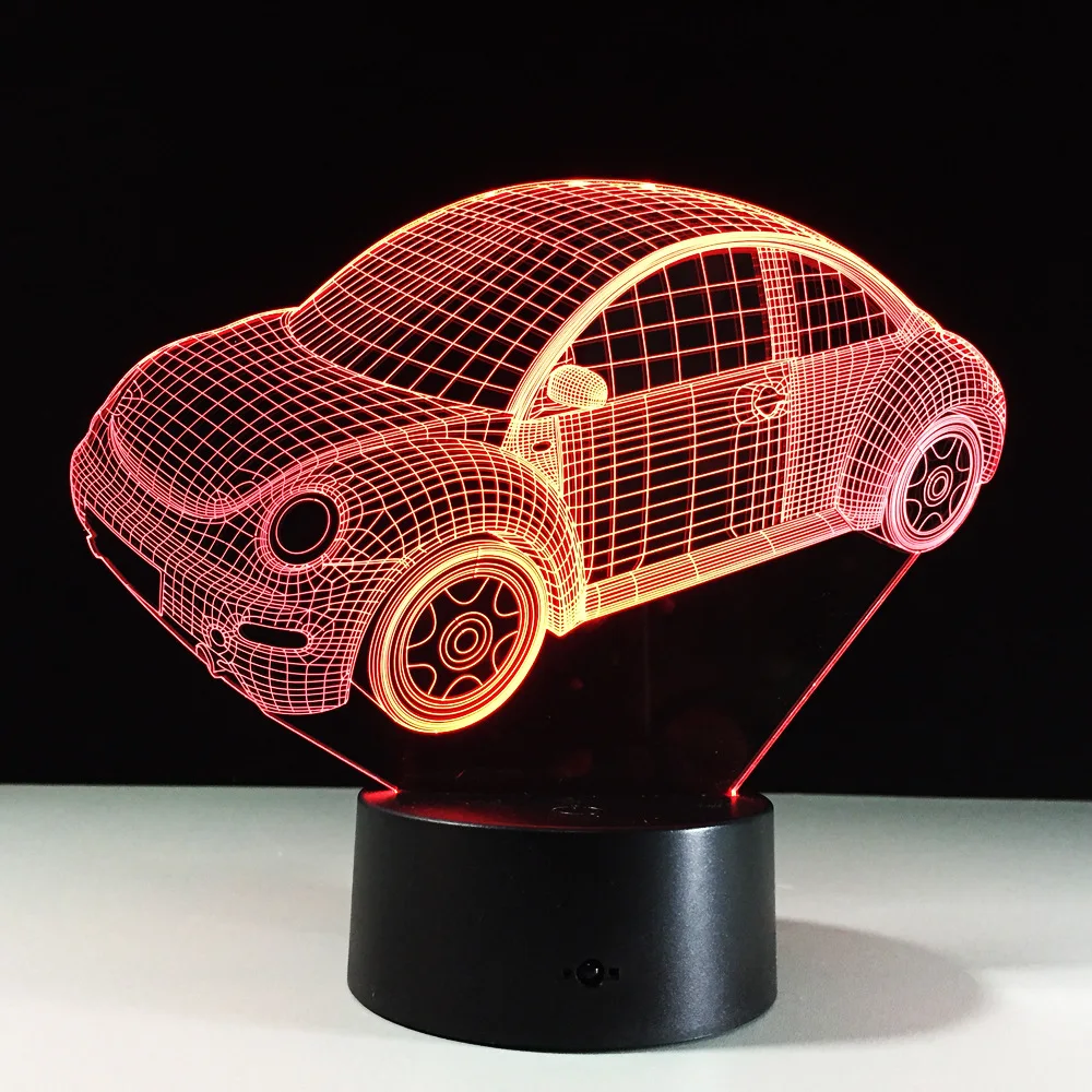 7 цветов визуальная лампа для моделирования автомобиля 3D светодиодный ночник