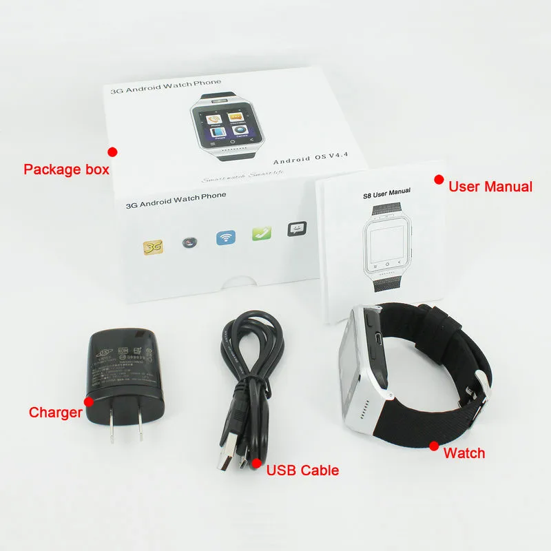 Kuddly S8 3g Смарт wacht Android часы телефон с камерой gps smartwatch relojes inteligentes con android |